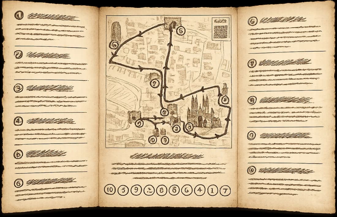 The illustrated trail sheet for The Imp Catcher's Quest map