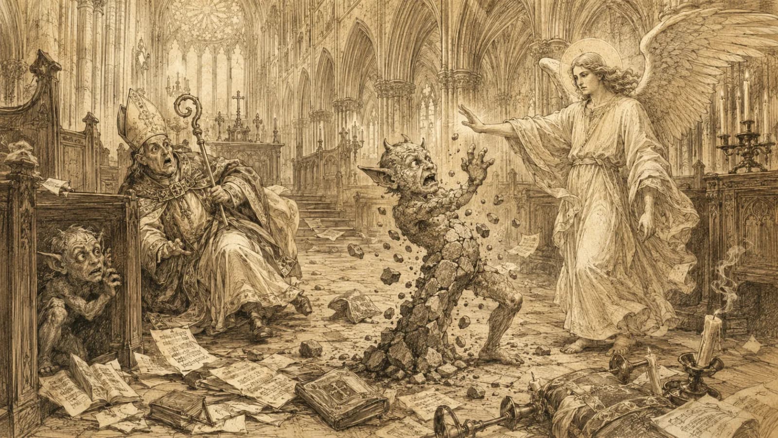 Two imps cause mischief inside Lincoln Cathedral